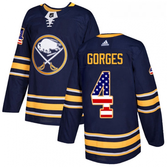 Youth Adidas Buffalo Sabres 4 Josh Gorges Authentic Navy Blue USA Flag Fashion NHL Jersey