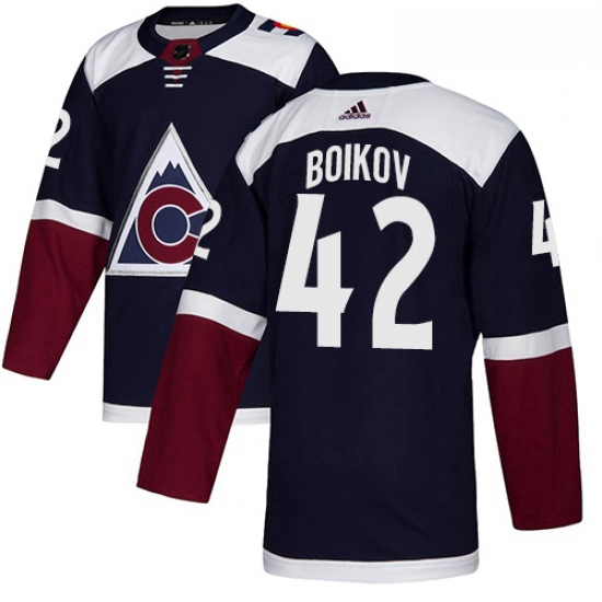 Youth Adidas Colorado Avalanche 42 Sergei Boikov Authentic Navy Blue Alternate NHL Jersey