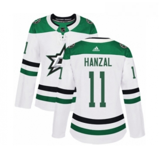 Womens Adidas Dallas Stars 11 Martin Hanzal Authentic White Away NHL Jersey