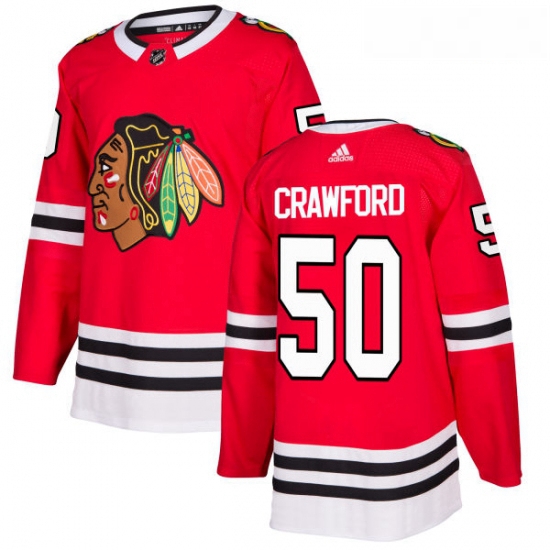 Youth Adidas Chicago Blackhawks 50 Corey Crawford Authentic Red Home NHL Jersey