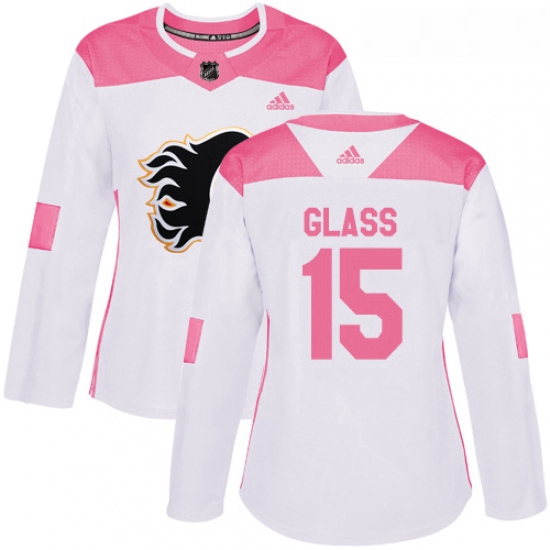 Womens Adidas Calgary Flames 15 Tanner Glass Authentic WhitePink