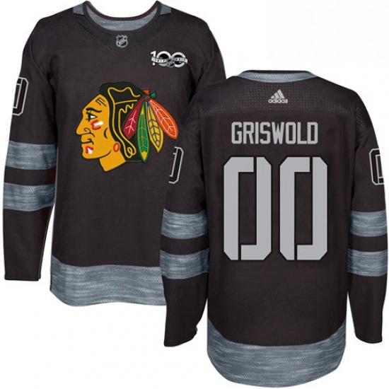 Mens Adidas Chicago Blackhawks 00 Clark Griswold Authentic Black 1917 2017 100th Anniversary NHL Jer