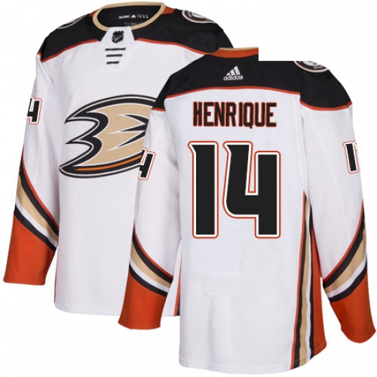 Mens Adidas Anaheim Ducks 14 Adam Henrique Authentic White Away NHL Jersey