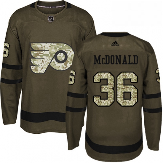 Mens Adidas Philadelphia Flyers 36 Colin McDonald Authentic Green Salute to Service NHL Jersey