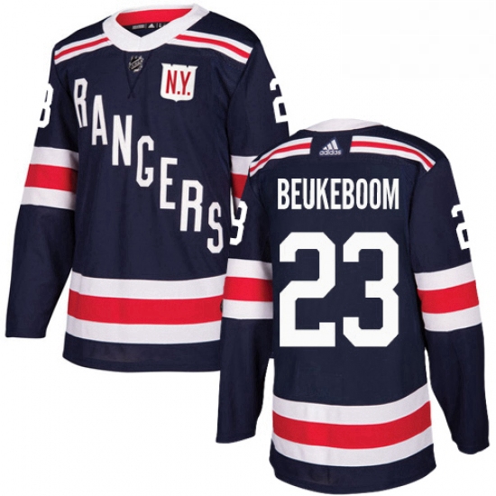 Mens Adidas New York Rangers 23 Jeff Beukeboom Authentic Navy Blue 2018 Winter Classic NHL Jersey