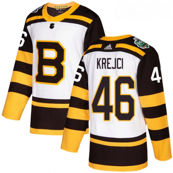 Youth Adidas Boston Bruins 46 David Krejci Authentic White 2019 Winter Classic NHL Jersey