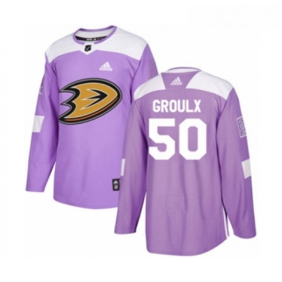 Youth Adidas Anaheim Ducks 50 Benoit Olivier Groulx Authentic Purple Fights Cancer Practice NHL Jers