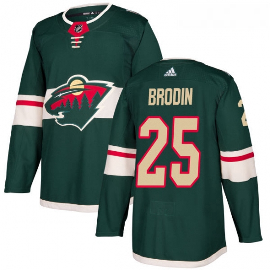 Youth Adidas Minnesota Wild 25 Jonas Brodin Authentic Green Home NHL Jersey