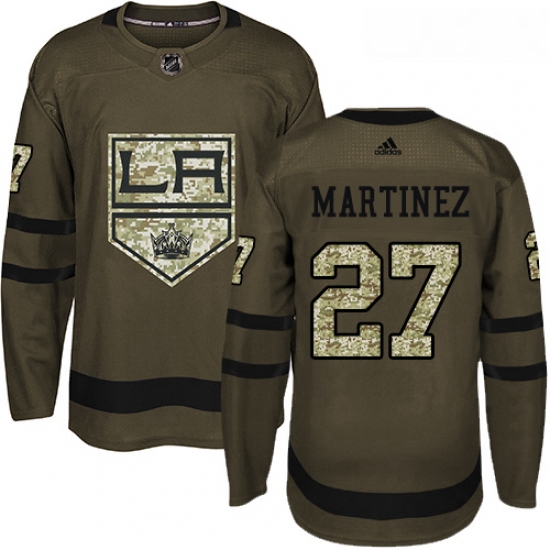 Youth Adidas Los Angeles Kings 27 Alec Martinez Authentic Green Salute to Service NHL Jersey