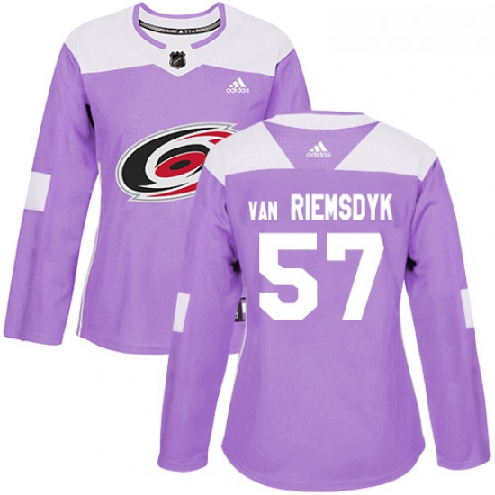 Womens Adidas Carolina Hurricanes 57 Trevor Van Riemsdyk Authentic Purple Fights Cancer Practice NHL