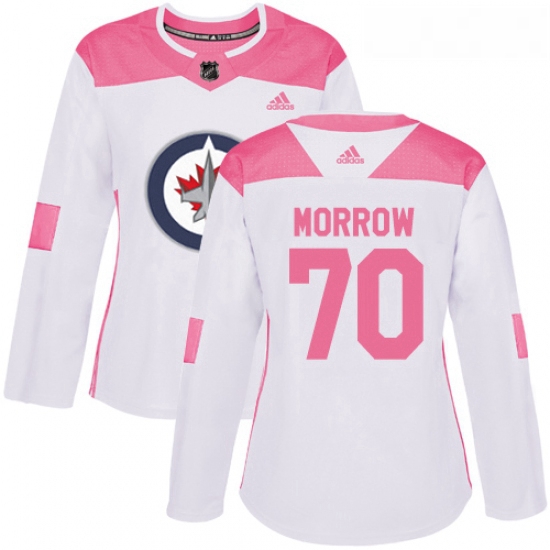 Womens Adidas Winnipeg Jets 70 Joe Morrow Authentic White Pink Fashion NHL Jersey