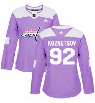 Womens Adidas Washington Capitals 92 Evgeny Kuznetsov Authentic Purple Fights Cancer Practice NHL Je