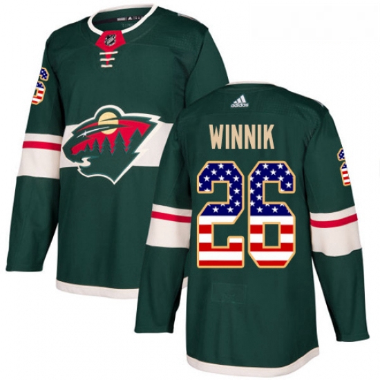 Youth Adidas Minnesota Wild 26 Daniel Winnik Authentic Green USA Flag Fashion NHL Jersey