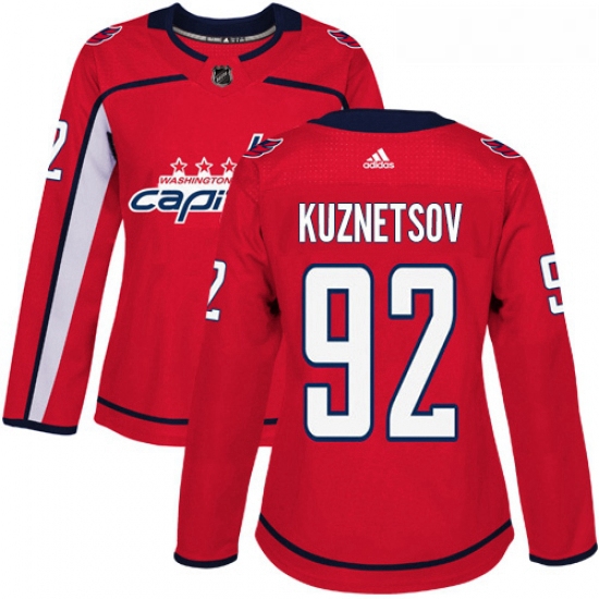 Womens Adidas Washington Capitals 92 Evgeny Kuznetsov Authentic Red Home NHL Jersey