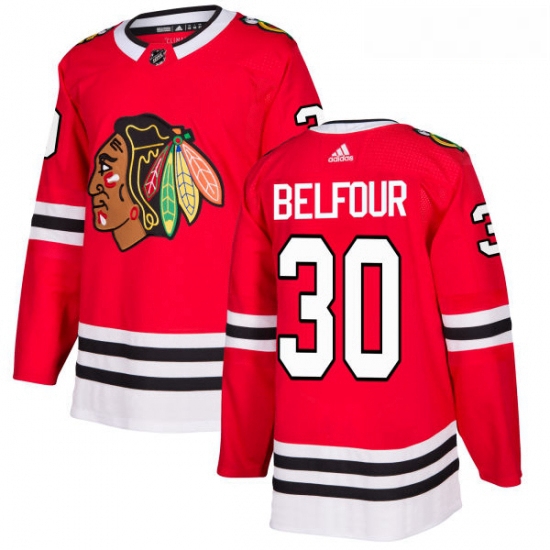 Youth Adidas Chicago Blackhawks 30 ED Belfour Authentic Red Home NHL Jersey