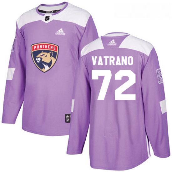 Youth Adidas Florida Panthers 72 Frank Vatrano Authentic Purple Fights Cancer Practice NHL Jersey