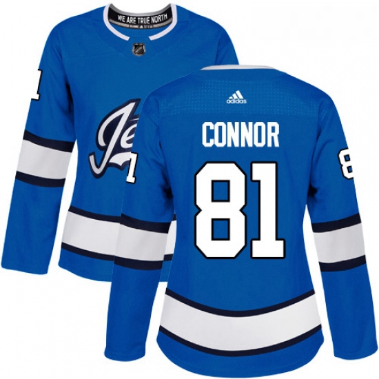 Womens Adidas Winnipeg Jets 81 Kyle Connor Authentic Blue Altern
