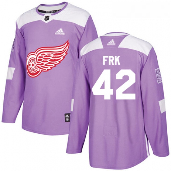 Youth Adidas Detroit Red Wings 42 Martin Frk Authentic Purple Fights Cancer Practice NHL Jersey