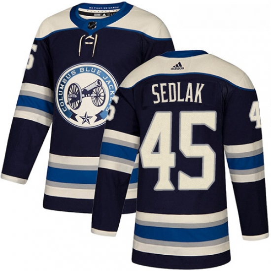 Youth Adidas Columbus Blue Jackets 45 Lukas Sedlak Authentic Navy Blue Alternate NHL Jersey