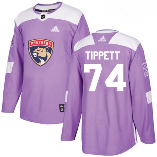 Youth Adidas Florida Panthers 74 Owen Tippett Authentic Purple Fights Cancer Practice NHL Jersey