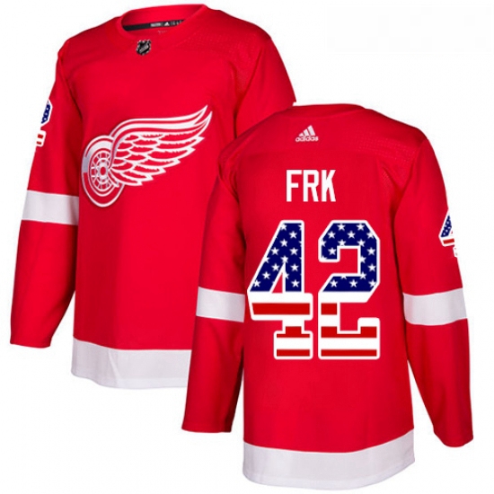 Youth Adidas Detroit Red Wings 42 Martin Frk Authentic Red USA Flag Fashion NHL Jersey