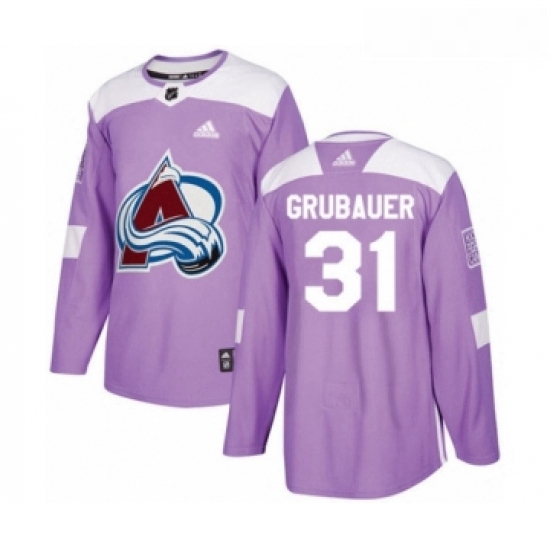 Youth Adidas Colorado Avalanche 31 Philipp Grubauer Authentic Purple Fights Cancer Practice NHL Jers