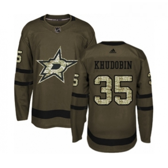 Youth Adidas Dallas Stars 35 Anton Khudobin Premier Green Salute to Service NHL Jersey