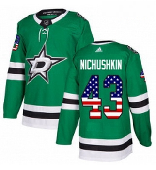 Youth Adidas Dallas Stars 43 Valeri Nichushkin Authentic Green USA Flag Fashion NHL Jersey