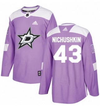 Youth Adidas Dallas Stars 43 Valeri Nichushkin Authentic Purple Fights Cancer Practice NHL Jersey