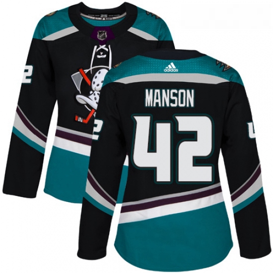 Womens Adidas Anaheim Ducks 42 Josh Manson Authentic Black Teal Third NHL Jersey