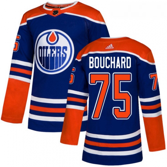 Youth Adidas Edmonton Oilers 75 Evan Bouchard Authentic Royal Blue Alternate NHL Jersey