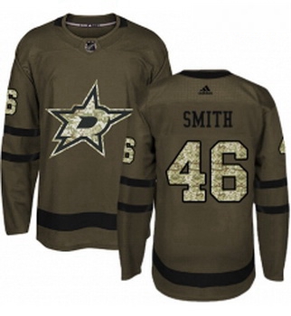 Youth Adidas Dallas Stars 46 Gemel Smith Authentic Green Salute to Service NHL Jersey