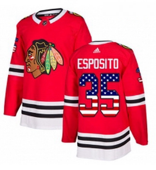 Youth Adidas Chicago Blackhawks 35 Tony Esposito Authentic Red USA Flag Fashion NHL Jersey