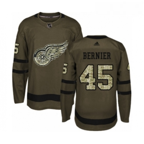 Youth Adidas Detroit Red Wings 45 Jonathan Bernier Premier Green Salute to Service NHL Jersey