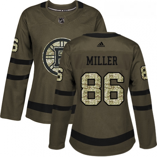 Womens Adidas Boston Bruins 86 Kevan Miller Authentic Green Salute to Service NHL Jersey