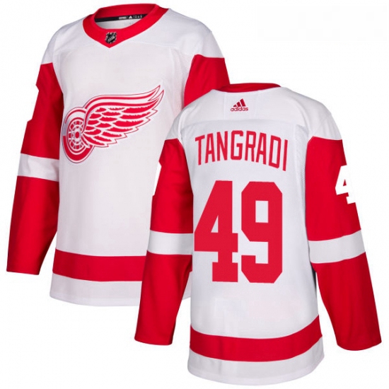 Youth Adidas Detroit Red Wings 49 Eric Tangradi Authentic White Away NHL Jersey