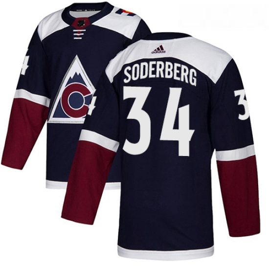 Youth Adidas Colorado Avalanche 34 Carl Soderberg Authentic Navy Blue Alternate NHL Jersey