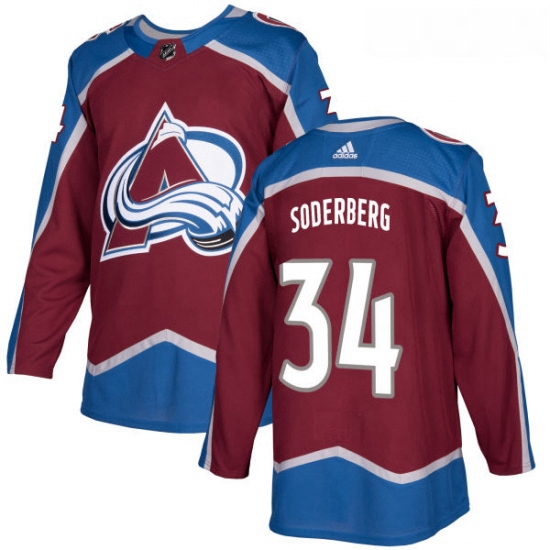 Youth Adidas Colorado Avalanche 34 Carl Soderberg Premier Burgundy Red Home NHL Jersey