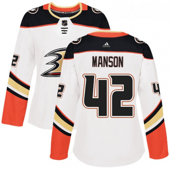 Womens Adidas Anaheim Ducks 42 Josh Manson Authentic White Away NHL Jersey