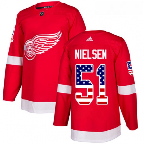 Youth Adidas Detroit Red Wings 51 Frans Nielsen Authentic Red USA Flag Fashion NHL Jersey