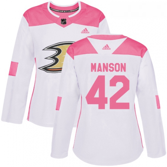 Womens Adidas Anaheim Ducks 42 Josh Manson Authentic WhitePink Fashion NHL Jersey