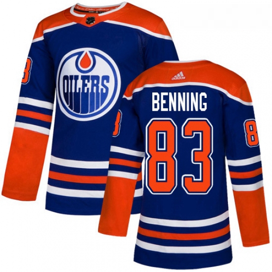 Youth Adidas Edmonton Oilers 83 Matt Benning Authentic Royal Blue Alternate NHL Jersey