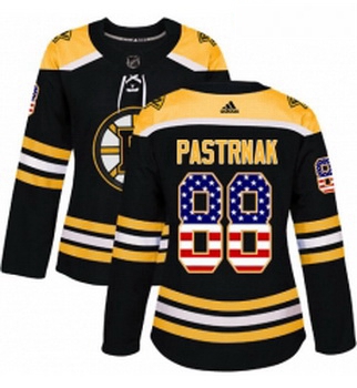 Womens Adidas Boston Bruins 88 David Pastrnak Authentic Black USA Flag Fashion NHL Jersey