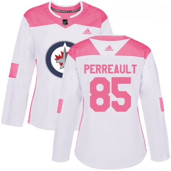 Womens Adidas Winnipeg Jets 85 Mathieu Perreault Authentic WhitePink Fashion NHL Jersey