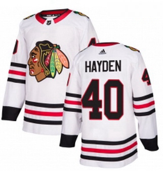 Youth Adidas Chicago Blackhawks 40 John Hayden Authentic White Away NHL Jersey