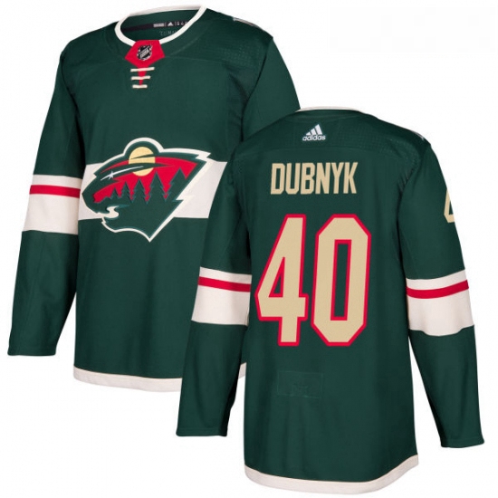 Youth Adidas Minnesota Wild 40 Devan Dubnyk Authentic Green Home NHL Jersey