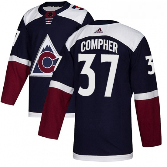 Youth Adidas Colorado Avalanche 37 JT Compher Authentic Navy Blue Alternate NHL Jersey