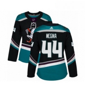 Womens Adidas Anaheim Ducks 44 Jaycob Megna Premier Black Teal Alternate NHL Jersey