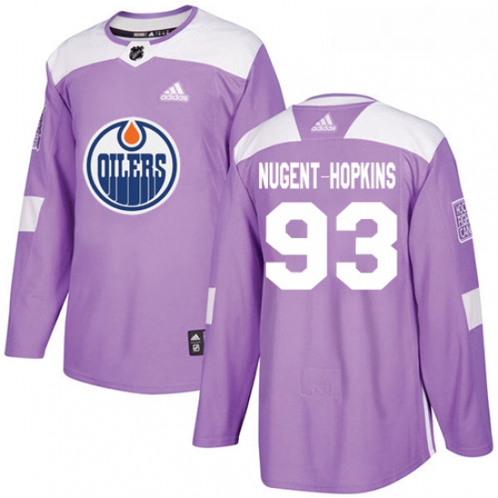 Youth Adidas Edmonton Oilers 93 Ryan Nugent Hopkins Authentic Purple Fights Cancer Practice NHL Jers