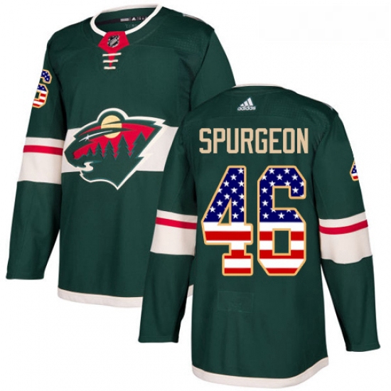 Youth Adidas Minnesota Wild 46 Jared Spurgeon Authentic Green USA Flag Fashion NHL Jersey